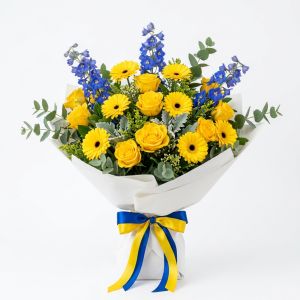 Bouquet Deluxe Jaune et Bleu (Vérone / Parme)